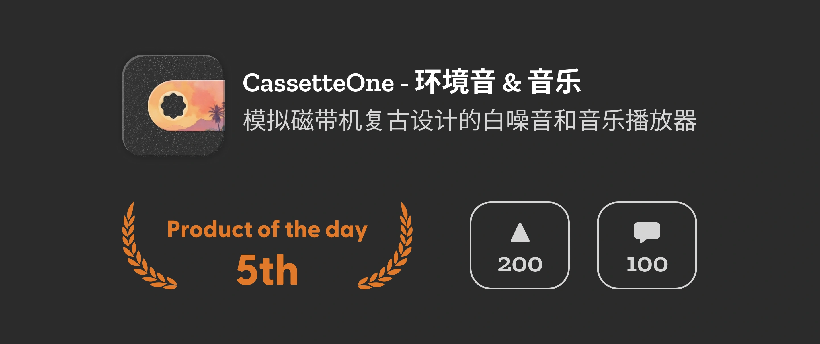 CassetteOne 在 Product Hunt 上的数据