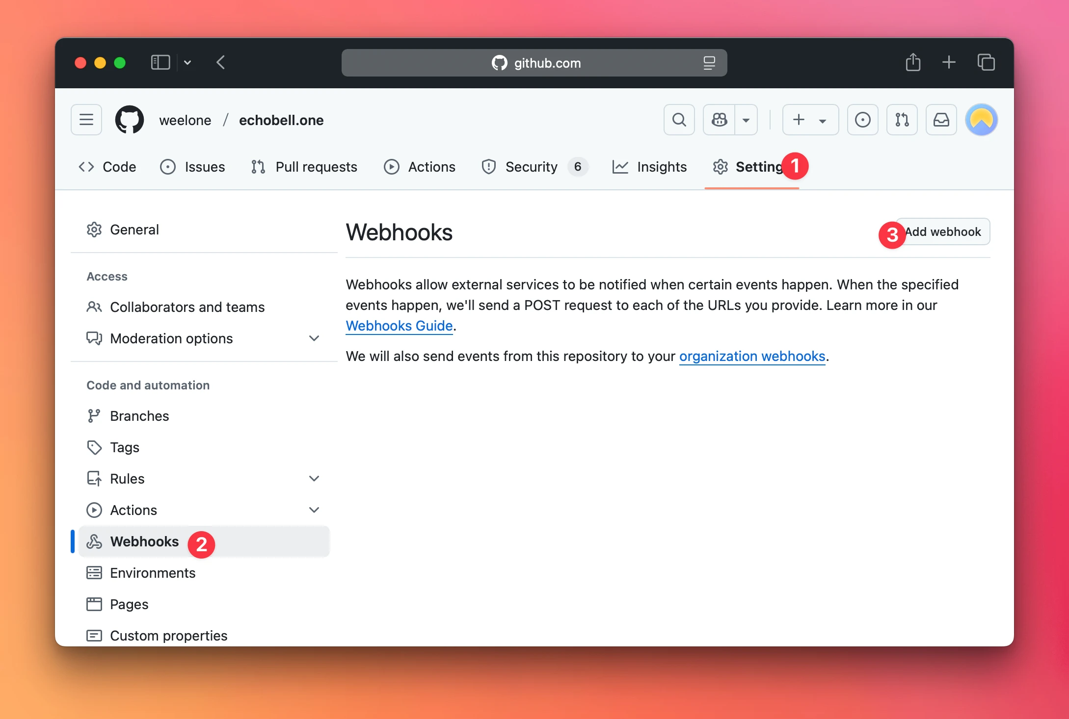 GitHub 的 Settings 界面